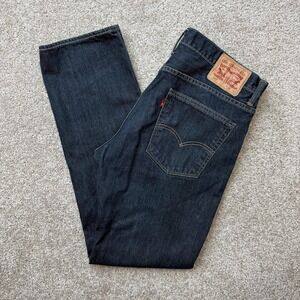 Levis 513 Jeans Mens 36x32 Dark Wash Blue Denim Slim Straight Casual Pants